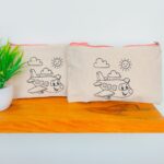 DIY Paintable Canvas Pouch – Airplane (Set of 2)